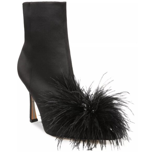 200$ Sam Edelman Ency Feather Dress Ankle Heel Booties Women's Size 8 US Black - Picture 1 of 1